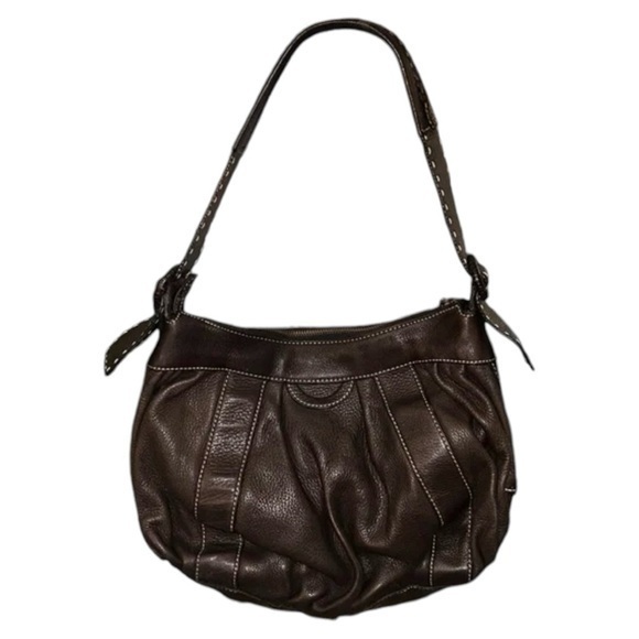 Cole Haan Chocolate Brown Leather Braided Adjustable Strap Hobo Shoulder Bag - Picture 1 of 13